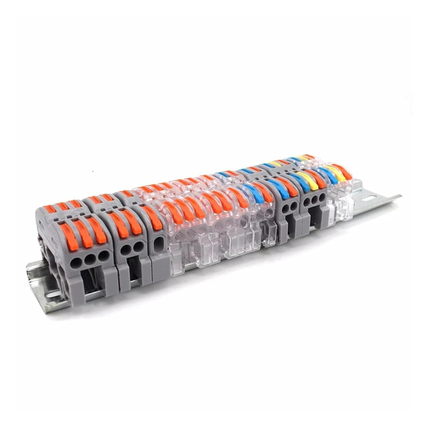 Universal Compact Wiring Splicing Conector Wire Connector 211 Fast Universal Compact Din Rail Electric Cable L+E+D Light Lamp Conector Wiring Conductor Terminal Block(K413A,100PCS)