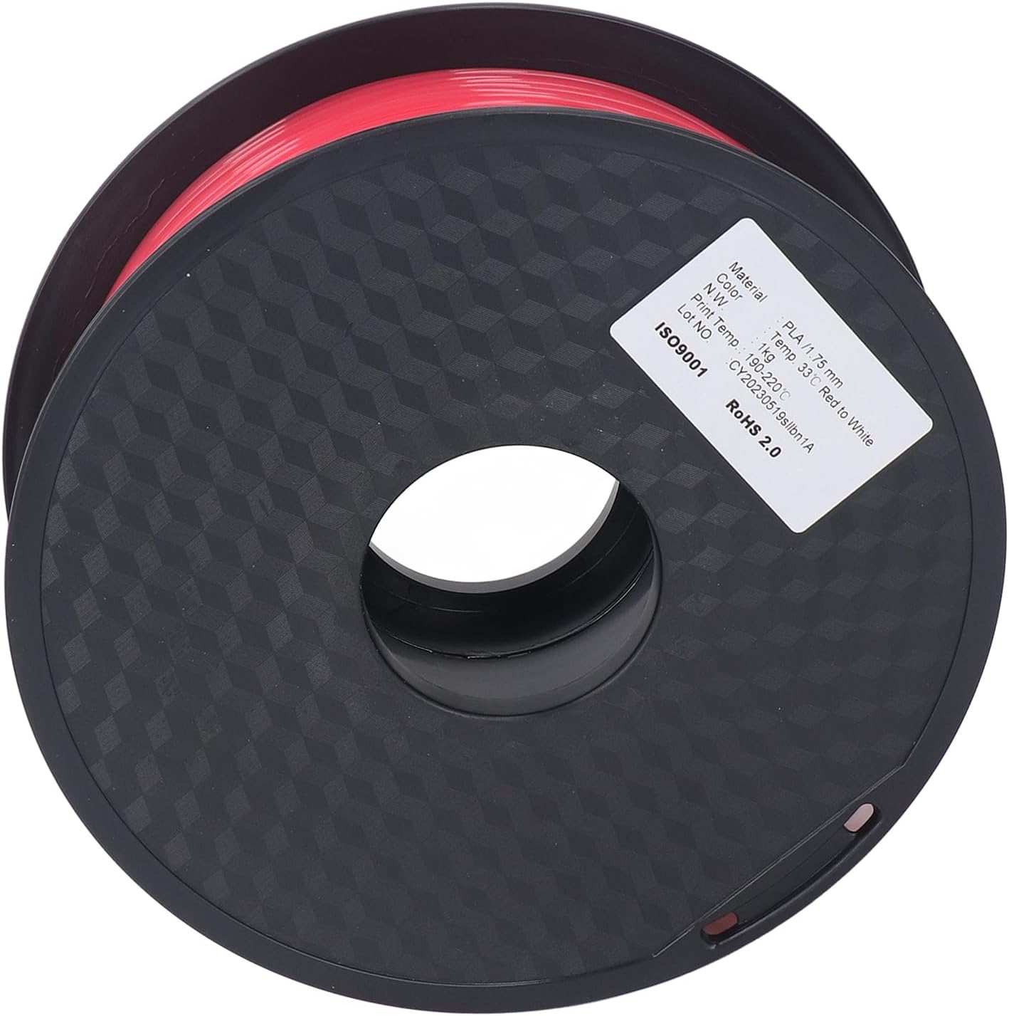 1.75mm PLA Color Changing Filament, Red to White Gradient for 3D Printing, Glossy Finish, Stable, High Printing Accuracy, and Impact Material