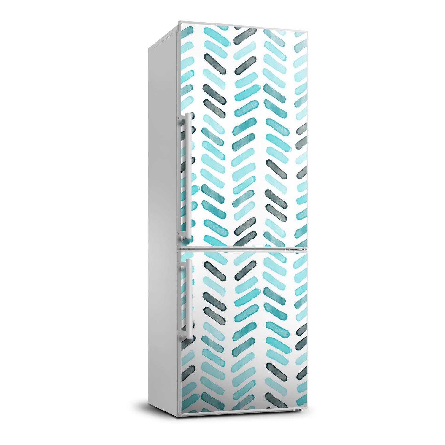 Autocollant Frigo pour masquer les rayures bleu herringbone