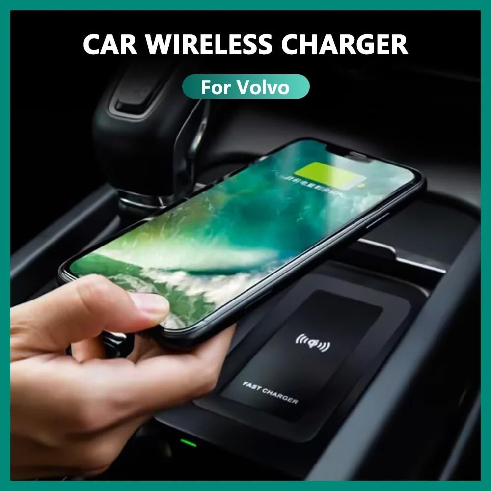 Chargeur sans fil rapide for voiture, compatible avec Volvo V60 S60 V90 XC90 XC60 S90 2019 2022 2023, réglage de la Charge du téléphone, support Mobile, commande centrale