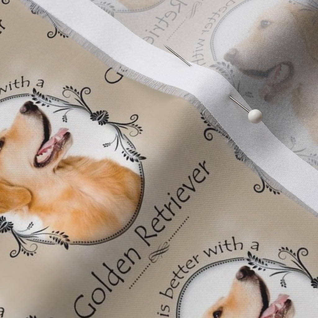 Spoonflower Fabric - Golden Retriever Dogs Pet Animal Printed on Organic Cotton Sateen Fabric by The Yard - Sewing Quilting Apparel Home Decor