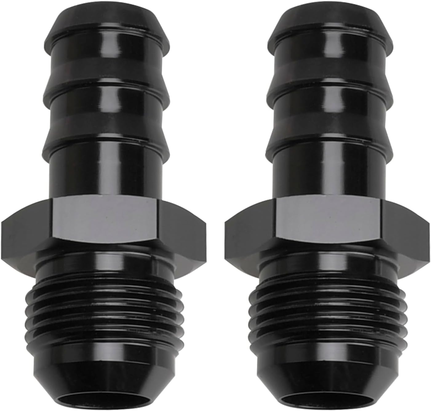 10AN Male Flare to 5/8 Hose Barb Fittings Straight Fitting Adapter Aluminum Black ，Pack of 2