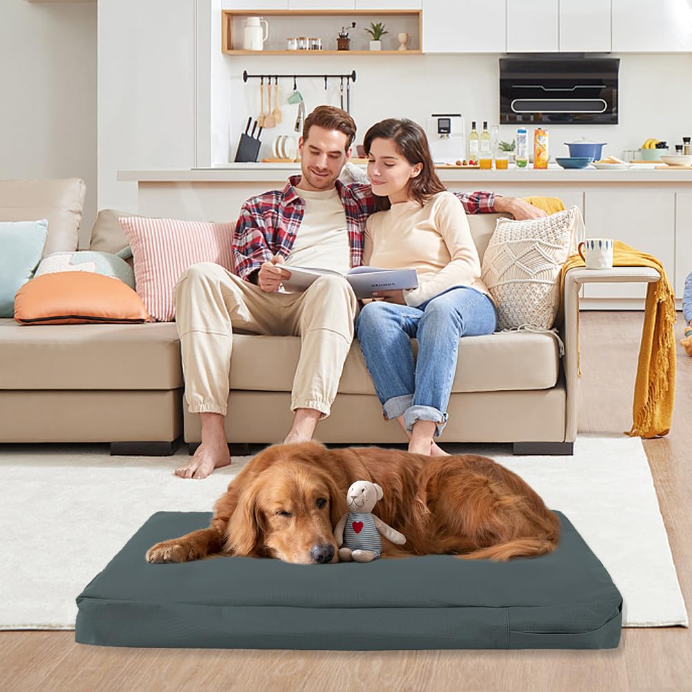 DUJUIKE Coprimaterasso Impermeabile per Cani con Cerniera Grigio Scuro M 92 x 59 x 10 cm