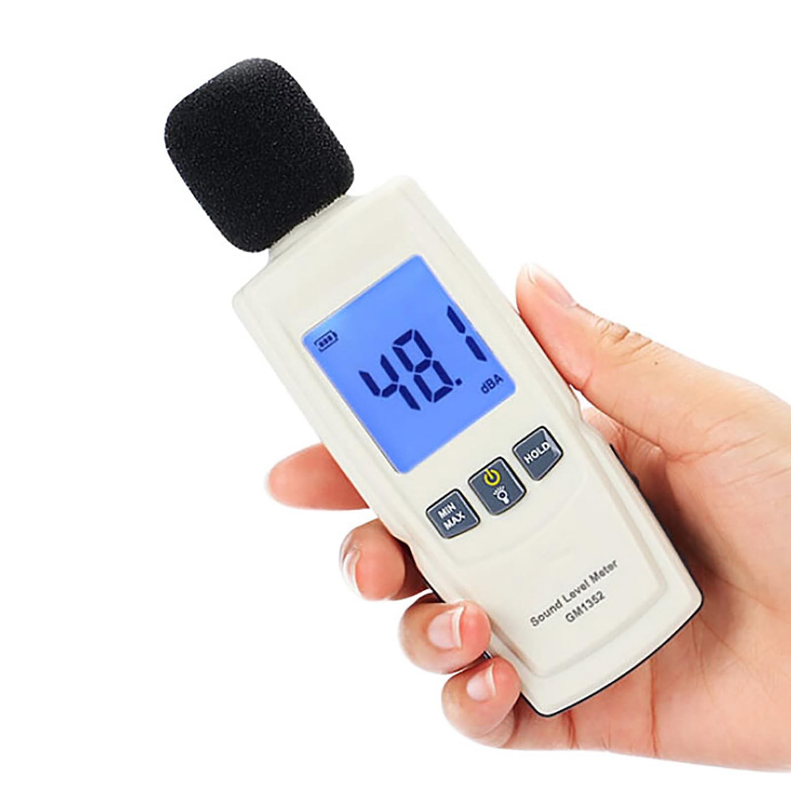 Precyzyjny miernik decybeli, miernik poziomu hałasu z funkcją podświetlenia LCD, funkcja zatrzymywania danych i alarmu, zakres pomiarowy 30-130 dB, dla rodziny ruchu w biurze fabrycznym