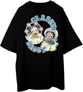 [コリスコ] BETTY BOOP ベティ ブープ 総刺繍 プリント Tシャツ 風神 雷神 ベティちゃん メンズ ユニセックス
