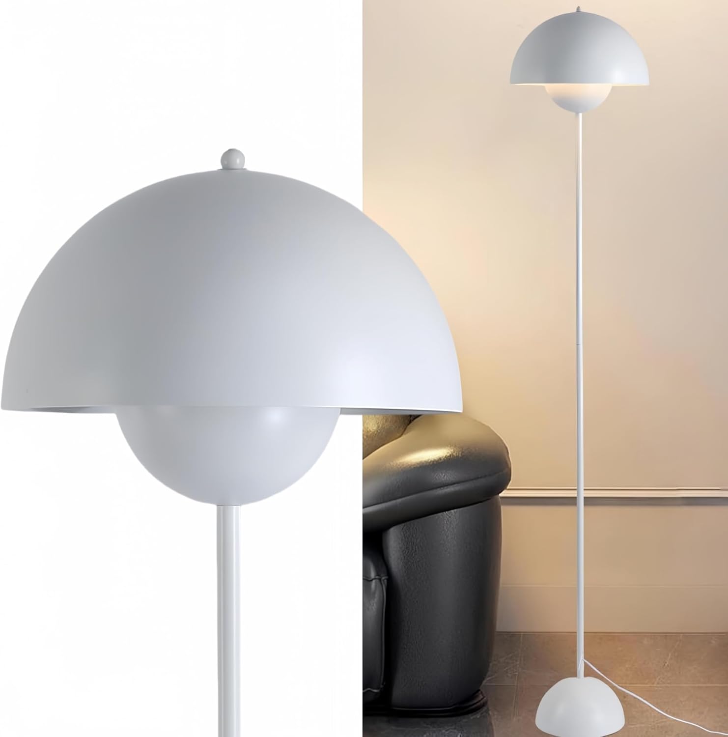 COSYLUX Modern Floor Lamp for Living Room, Industrial Tall Standing Lamp for Bedroom, Metal Shade Reflecting Light Reading Floor Lamp for Office, Nursery Room, Corner(Matte White)