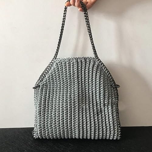 Miniatura 8 de Cordón de hilo artístico de 14.11 oz, hilo de poliéster color caqui claro, macramé, tejer, bolsas de bricolaje, canasta de ganchillo, sombrero de