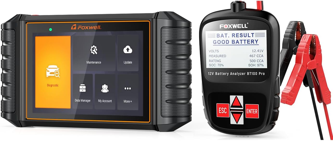 FOXWELL NT726 OBD2 Scanner All System 12 Services Car Diagnostic Scanner FOXWELL BT100 Pro Car Battery Tester 12V Automotive