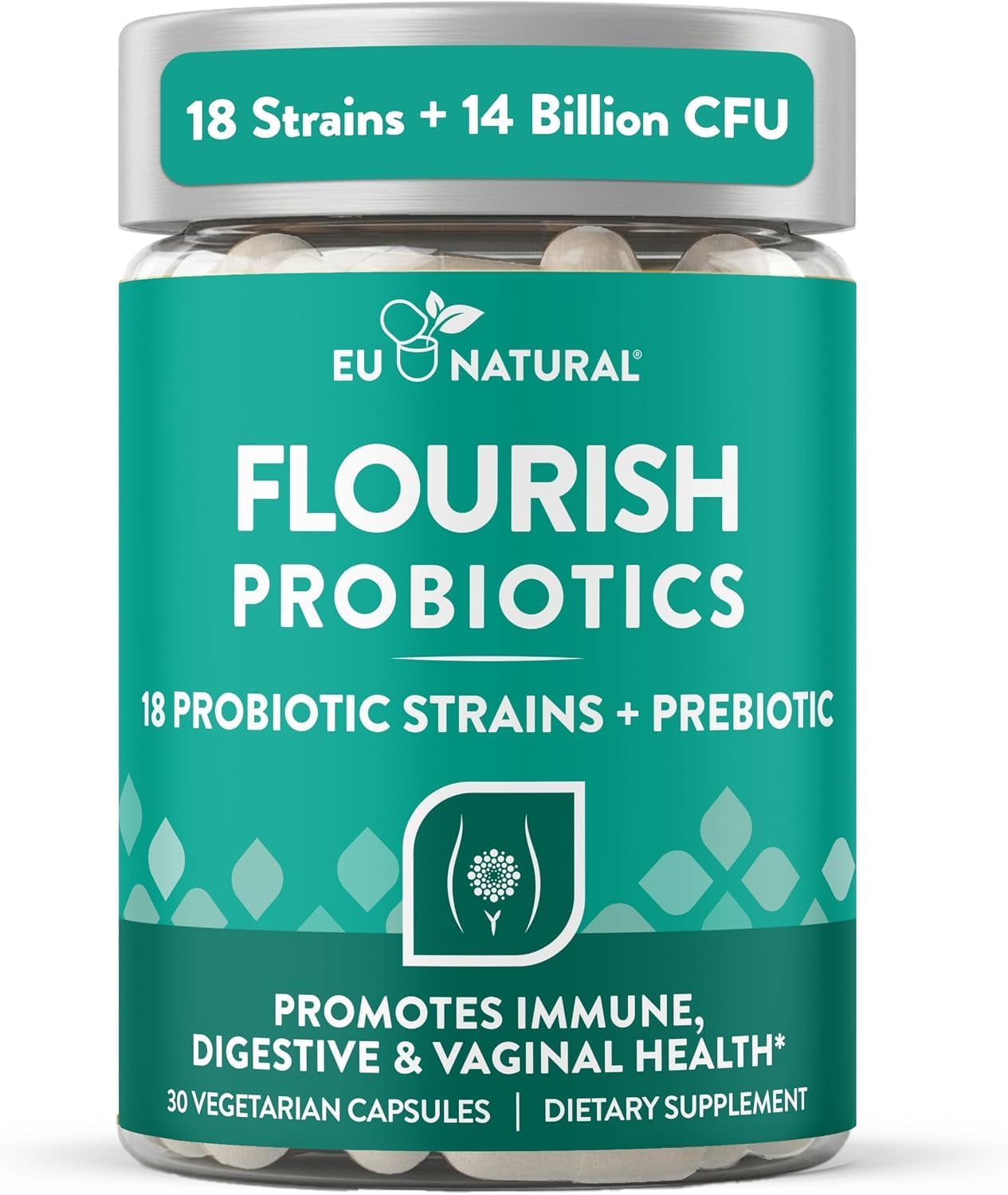 Eu Natural Flourish Women's Probiotics + Prebiotics, 30 Vegan Capsules