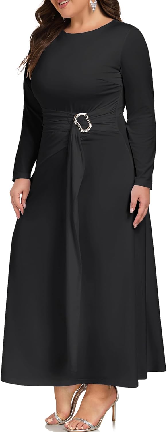 Carrdc Plus Size Dresses for Curvy Women Long Sleeve Cocktail Dress - Image 3