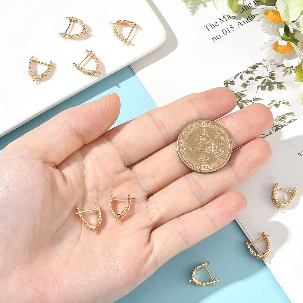 Beebeecraft 1 Box 5 Pairs Cubic Zirconia Hoop Earring Findings 18K Gold Plated Brass Leverback Earring Findings for Women Gifts Jewelry Making - Image 4