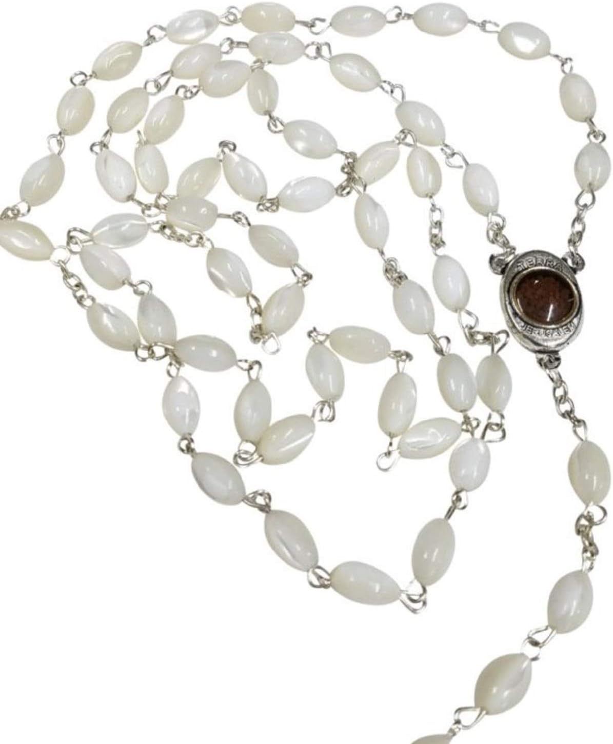 Mother of Pearl Catholic Rosary Jerusalem Holy Soil Medal & Cross From Holy Land by Bethlehem Gifts TM - Image 3