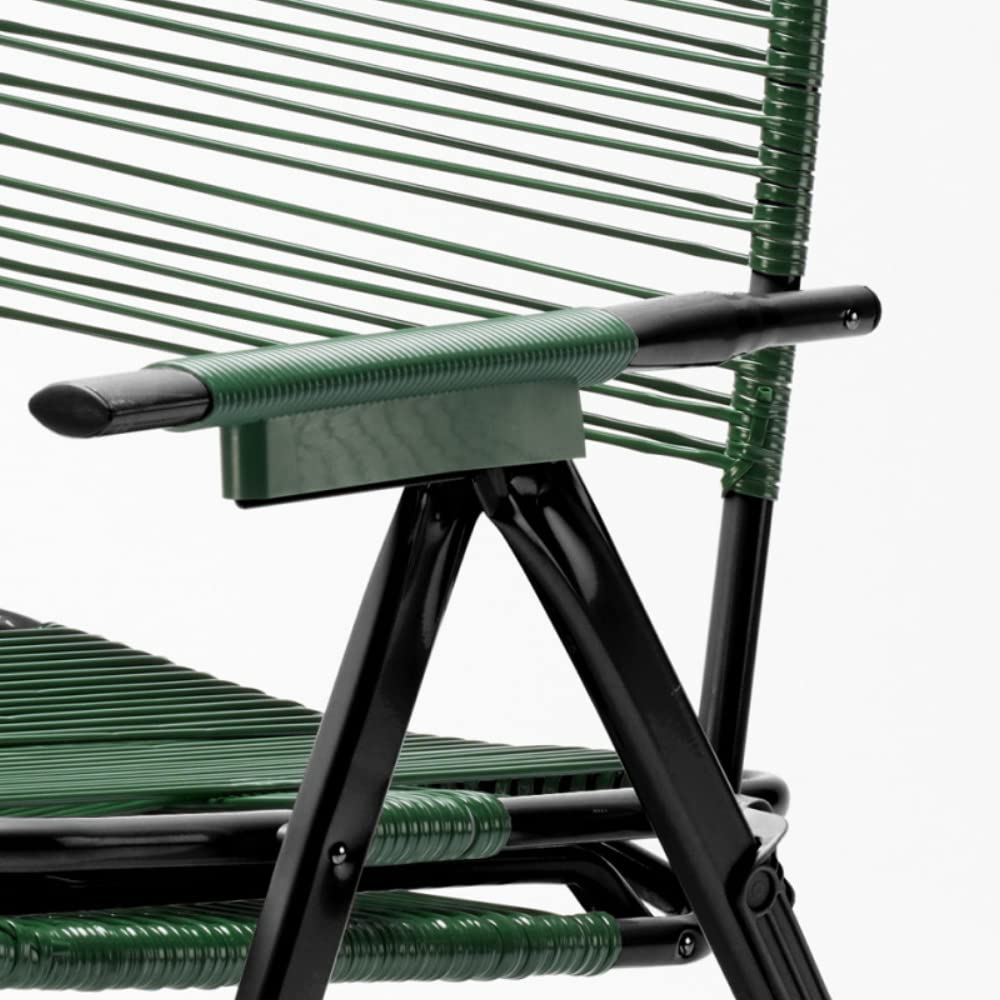 Tomaino Sdraio da giardino in acciaio con corde in plastica, Poltrona cordonata (verde)
