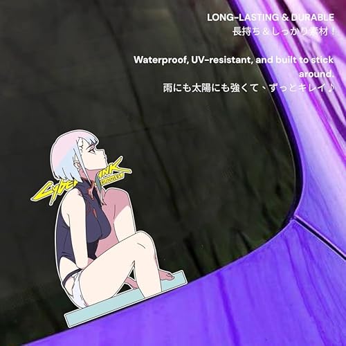 Miniatura 3 de Cyberpunk - Calcomanía de vinilo para automóvil, diseño de anime, reflectante, impermeable, extraíble, Cyberpunk para auto, laptop, parachoques y