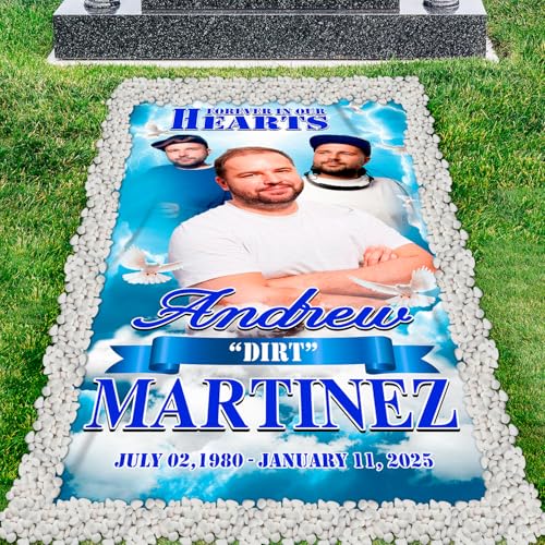 Grave Blankets for Cemetery Waterproof Personalized Memorial Grave Blanket Cover Custom Photo Name Date Grave Cover for Your Loved one Cemetery Decor Forever Remembered Forever Missed (MEMORIAL-05)