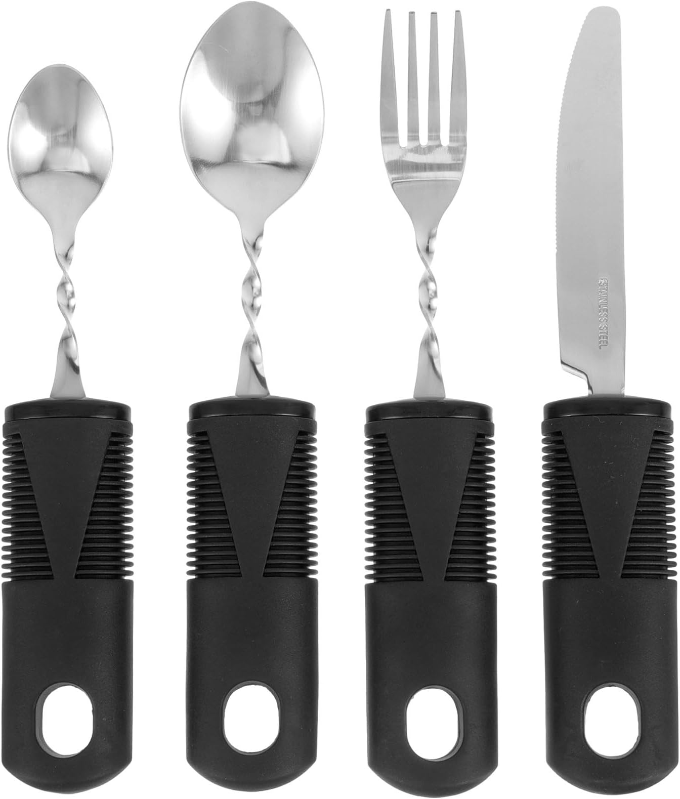 Weighted Utensils for Hand Tremors Angled Adaptive Utensils 4Pcs Self Eating Utensils Curved Cutlery Utensil