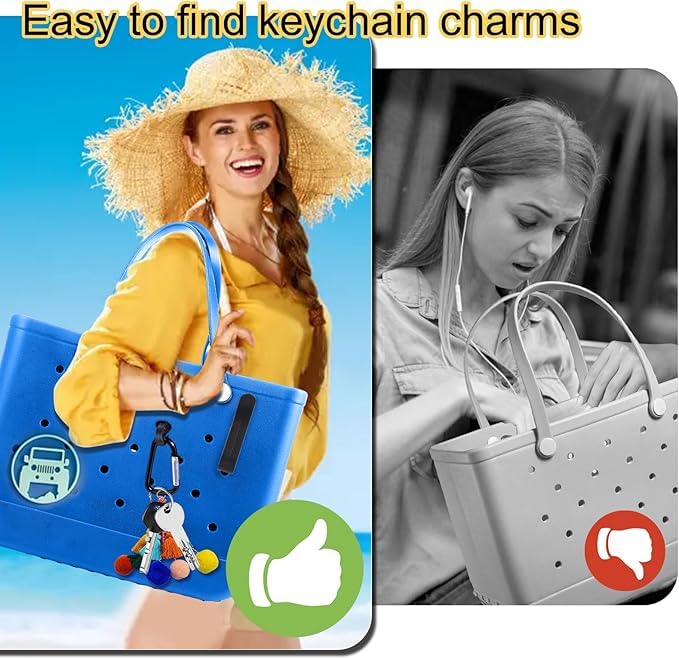 Image of Mity rain Key Holder for Bogg Bag, Accessories for Bogg Bags Original X Large, Insert Charm Carabiner Keychain for Beach Bag