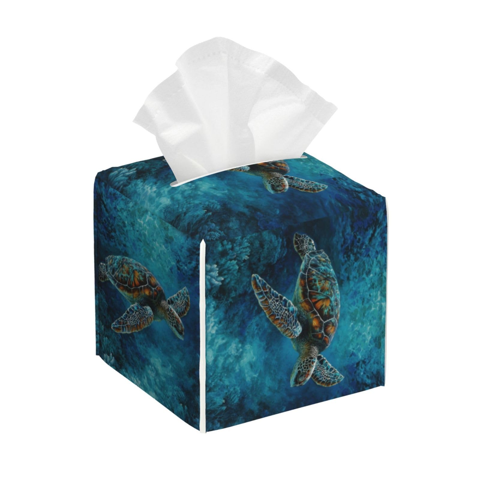 Sea Turtle Blue Tissue Box Cover Square Cube Boxes