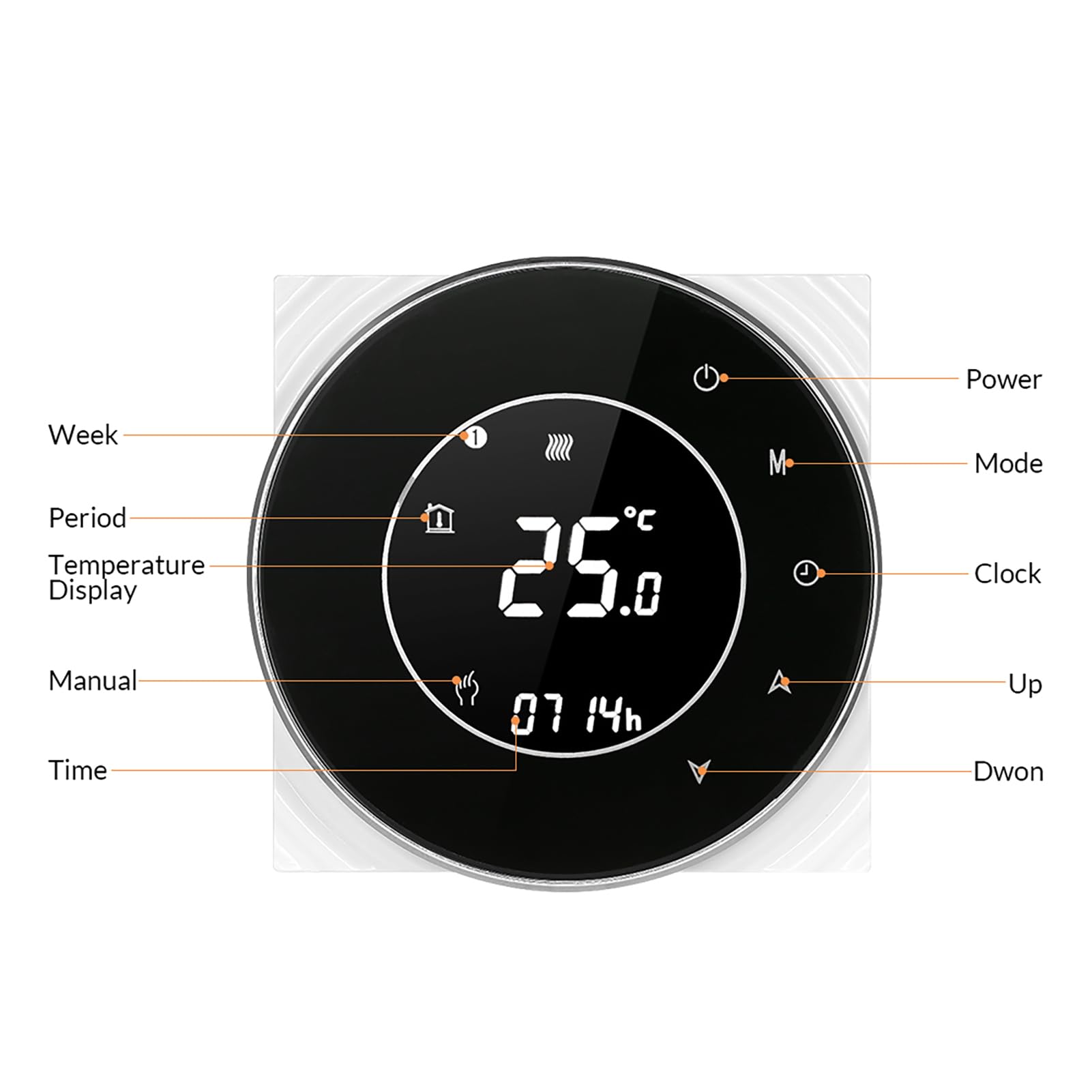 HUIOP 95-240V Wi-FI de Chauffage électrique programmable de température Contrôle de l'application vocale Rétro-éclairage LCD Thermoregulator de Chauffage électrique
