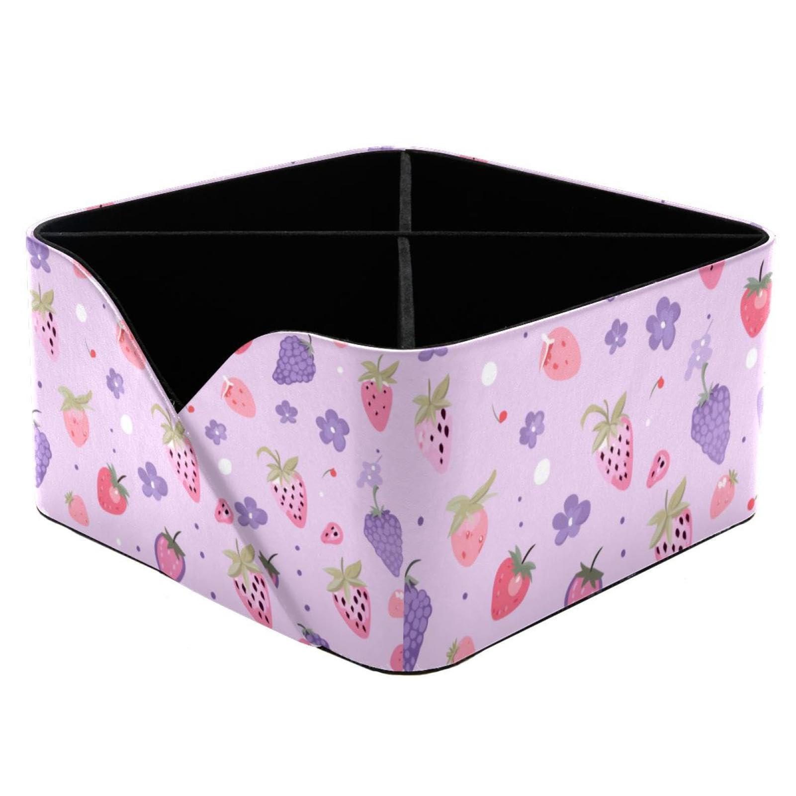 Organiseur de bureau motif fruits violets avec porte-stylo et boîte