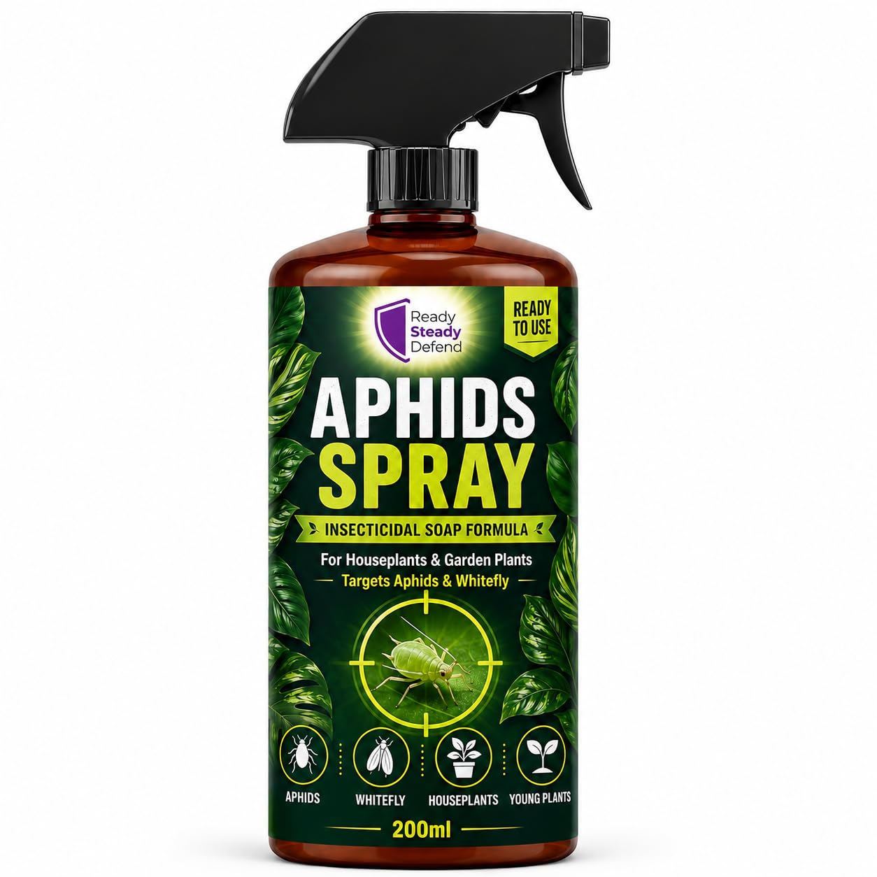 Aphid Spray for Plants – Ready to Use Insecticidal Soap Formula for Houseplants, Garden Plants, Roses, Shrubs & Ornamentals, Targets Aphids, Greenfly & Whitefly, Indoor/Outdoor