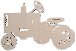 Wooden Shape Tractor Wall Art 4" x1/4" Thick – Home Decor Accent for Wall Hanging and DIY Crafts, Unfinished MDF Wood Cutout for Room Decor in Bedroom, Living Room or Home Office Use