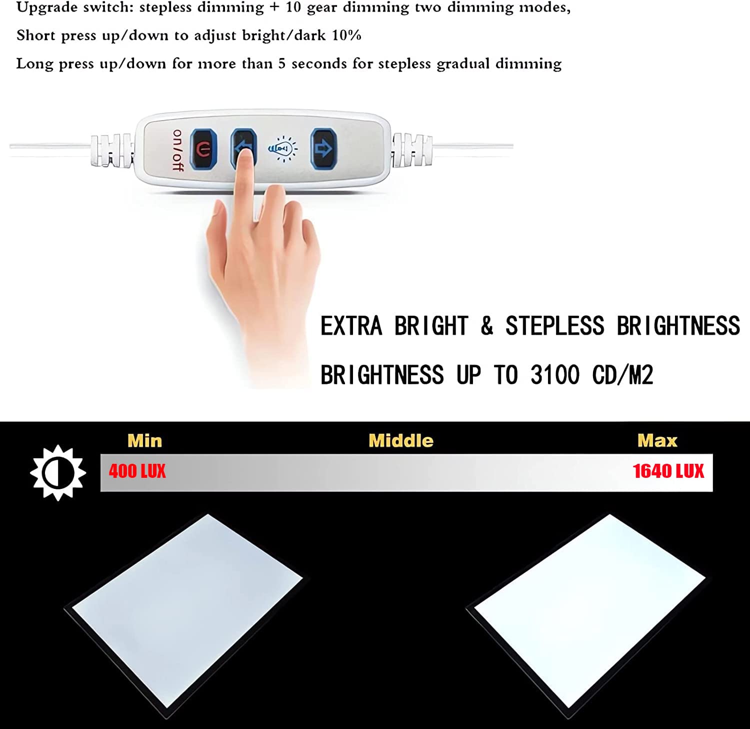 LED A1 A2 A3 A4 Leuchttisch Light Pad Zeichnen Leuchtplatte Mit USB-Stromkabel Malen Pad Leuchtkasten Für Künstler, Skizzieren, Animation, Designen, Tattoo. Geschenk Für Kinder, Künstler,Schwarz,A1