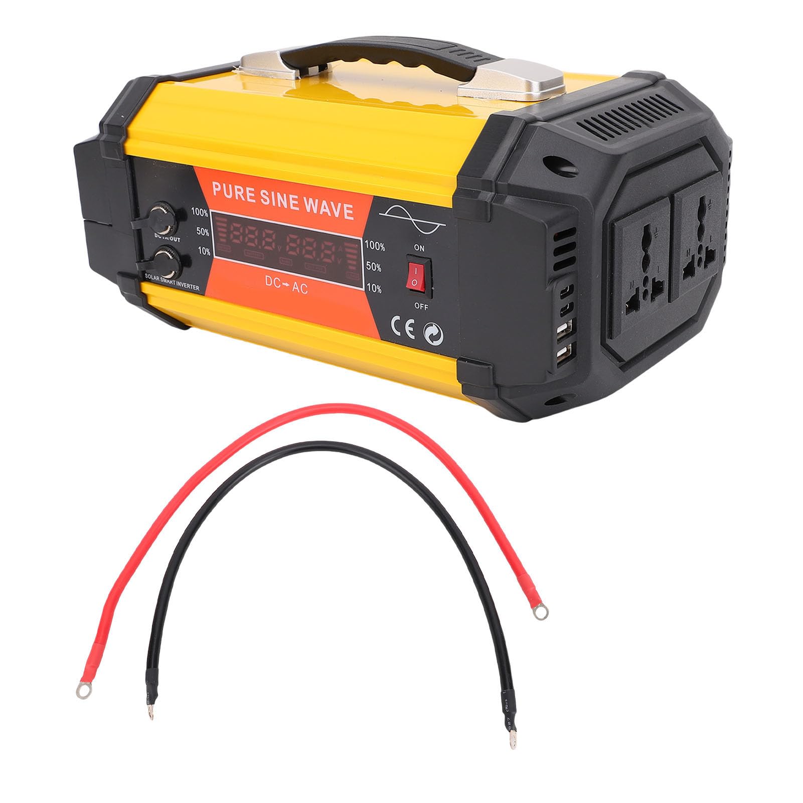 Convertitore Portatile da CC 12 V a CA 220 V per Auto da 800 W con Display in Tempo Reale per la Ricarica di Dispositivi Elettronici su Veicoli Stradali per Viaggi Ed Emergenze