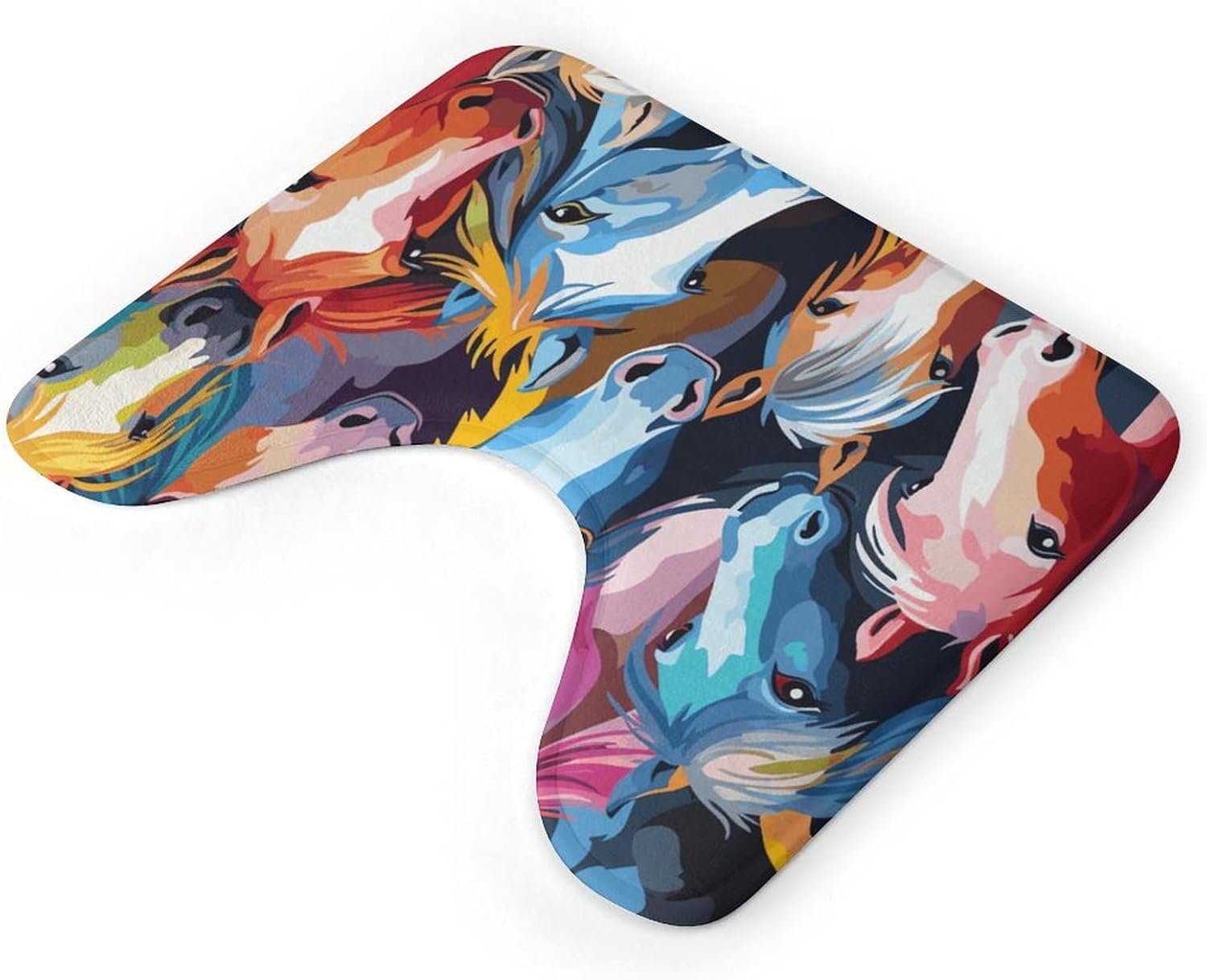 Toilet Rugs U-Shaped Soft Toilet Mat Colorful Cartoon Horses