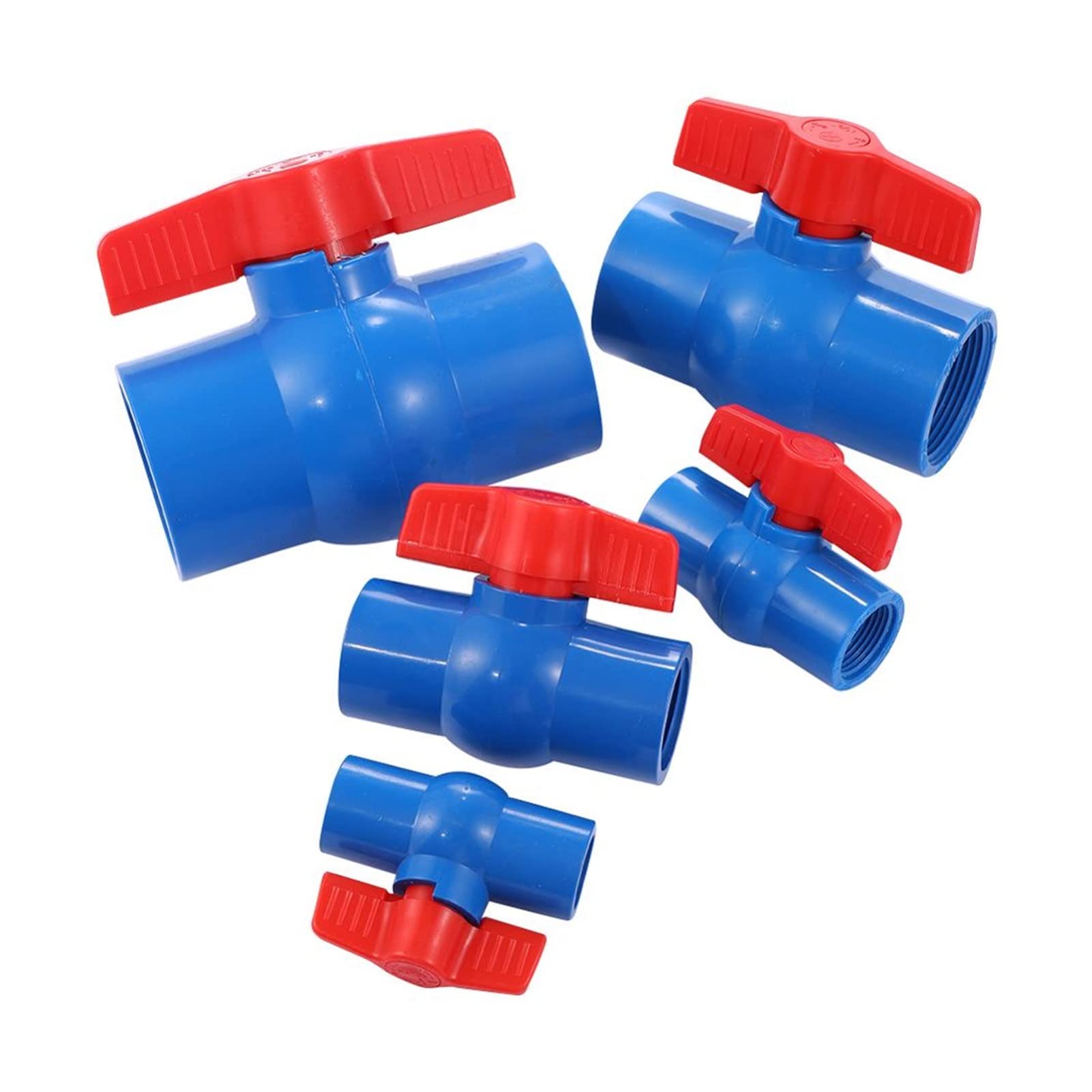 Junta de manguera de jardín Hembra azul roscada CLORURO DE POLIVINILO Válvula de bola 1/2 "~ 2" Jardín roscado Conexión de manguera de riego Conector de manguera de agua Adaptador de acuario