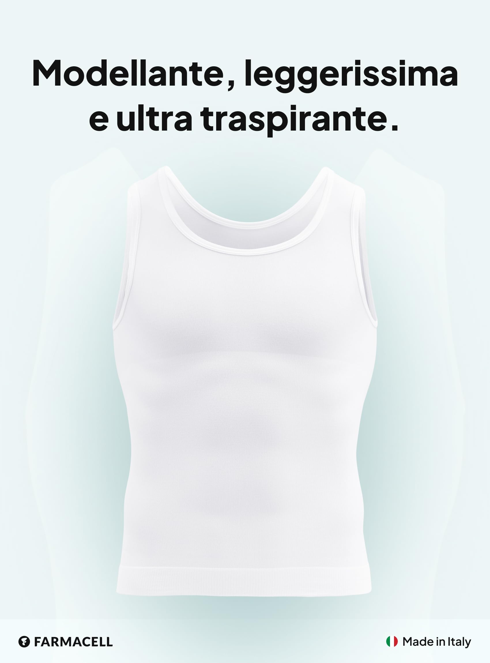 FarmaCell Canottiera Contenitiva Uomo, Intimo Modellante Leggero e Traspirante, Made in Italy, 417B