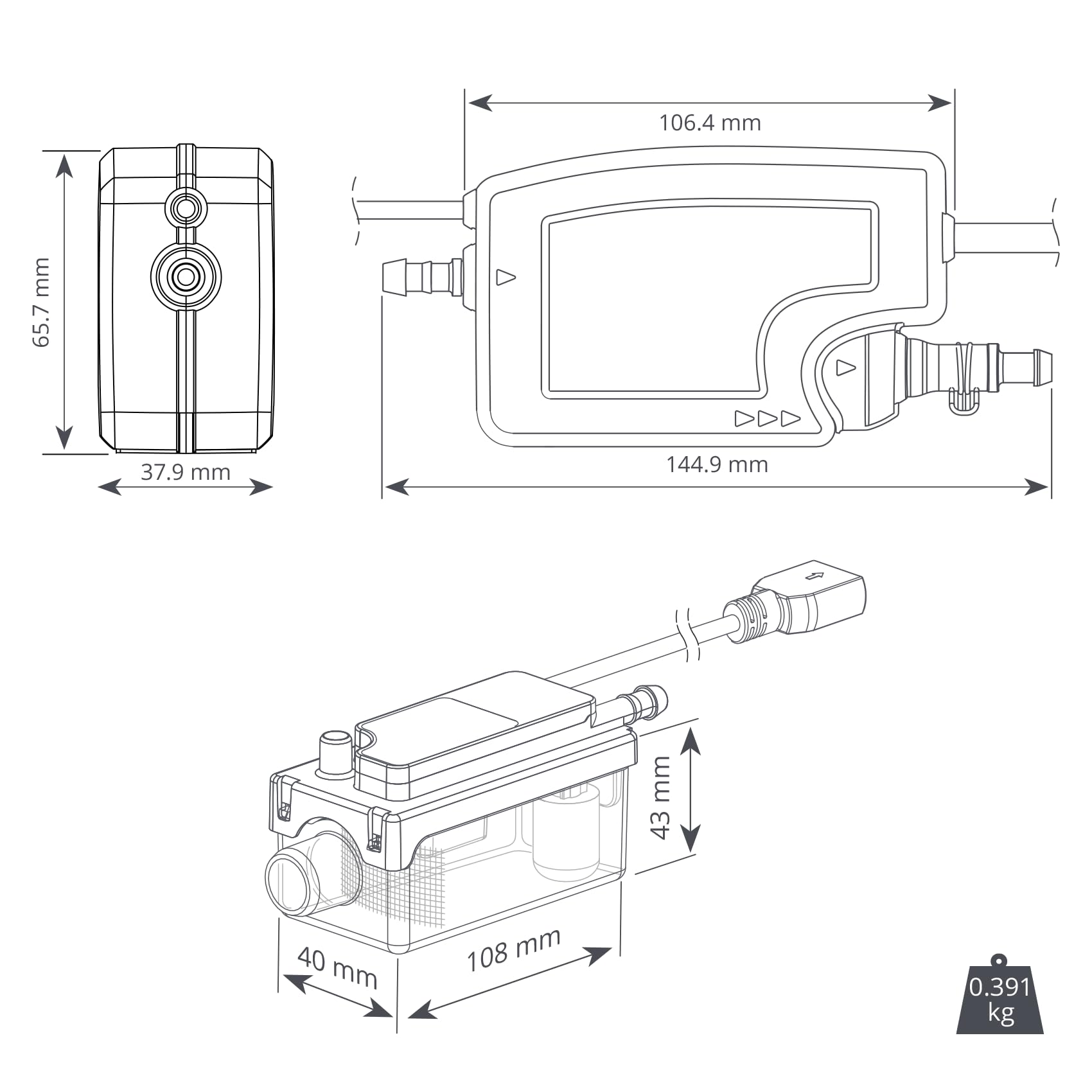 Aspen Pumps Silent+ Mini Orange FP3430, Pompe de Relevage des Condensats pour Climatiseur, Mini Pompe à Condensats pour Splits jusqu’à 40 kW, 35 l/h, 10 m, Ultra Silencieuse 16 dB(A), 5ᵉ Génération