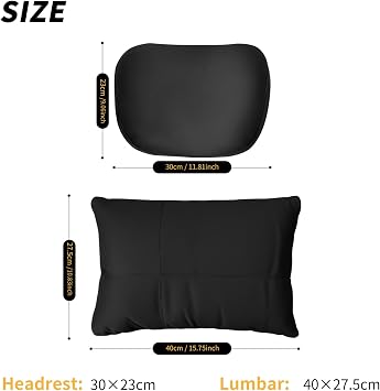 Kwak's Car Headrest Pillow & Lumbar Set, 2-Level Adjustable Neck Support