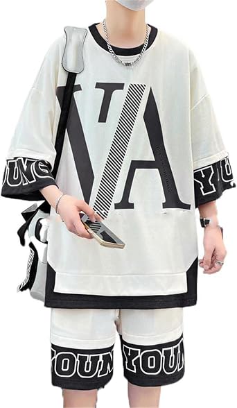 Mens Sports 2-Piece Set Short-Sleeve T-Shirt + Shorts