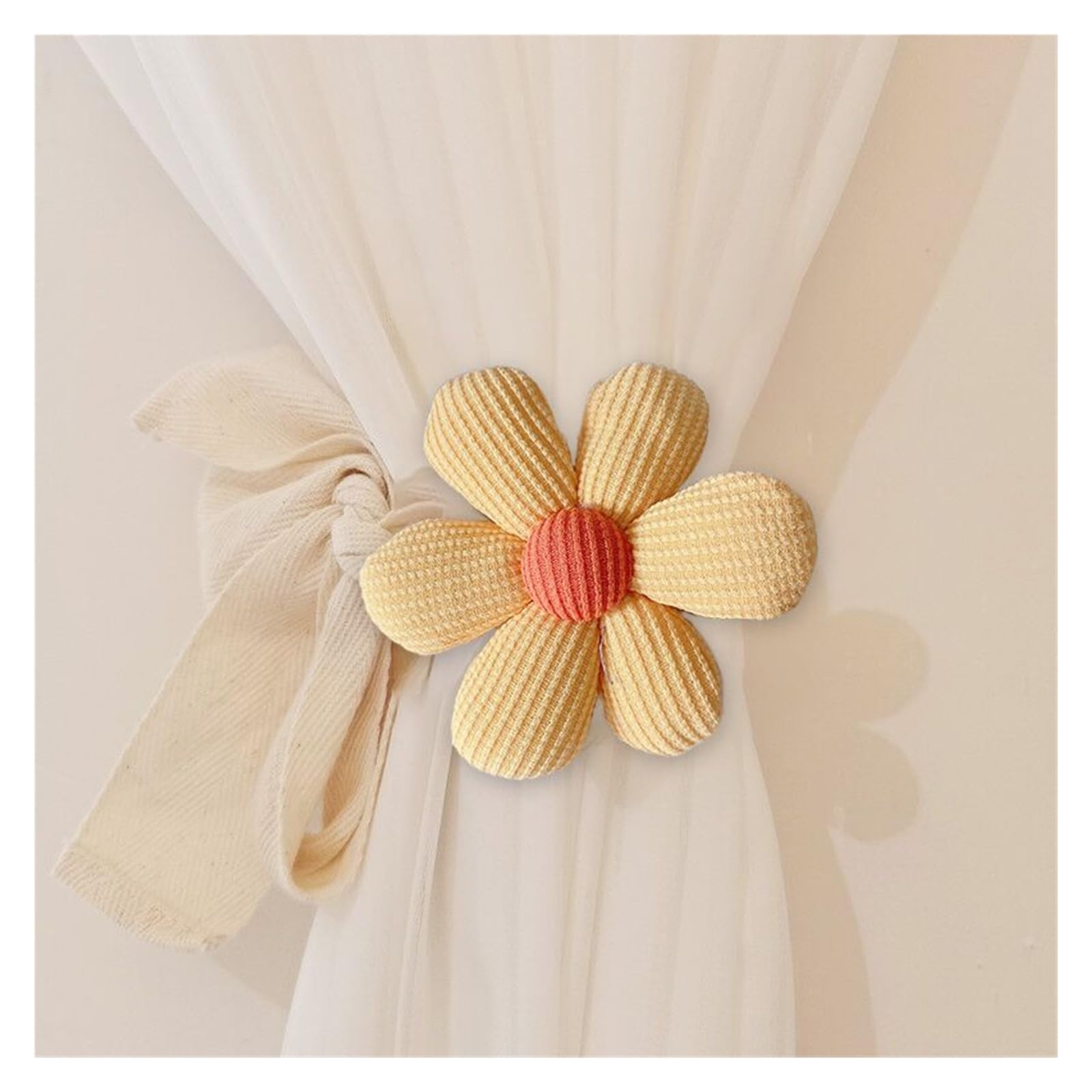 Alzapaños de cortina de flor amarilla BYLYUIVN con clip de hebilla infantil para decoración de hogar