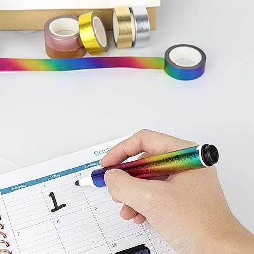 Miniatura 4 de Mogoostry 12 rollos de cinta Washi de papel de aluminio sólido, cinta decorativa metálica de 0.591 in x 32.8 ft, cinta adhesiva estética