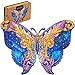 Unidragon Puzzle in legno, ideale come regalo per adulti e bambini, puzzle di forma unica, con farfalla intergalassia, 23 x 17 cm, 108 pezzi, piccolo