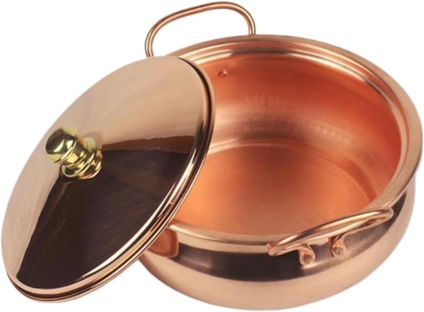 Ambety 銅の鍋 銅 鍋 銅鍋 純銅製コンロ用鍋 純銅 フライパン 、IH対応、美しい形状、手作り万能シチューパン、しゃぶしゃぶ