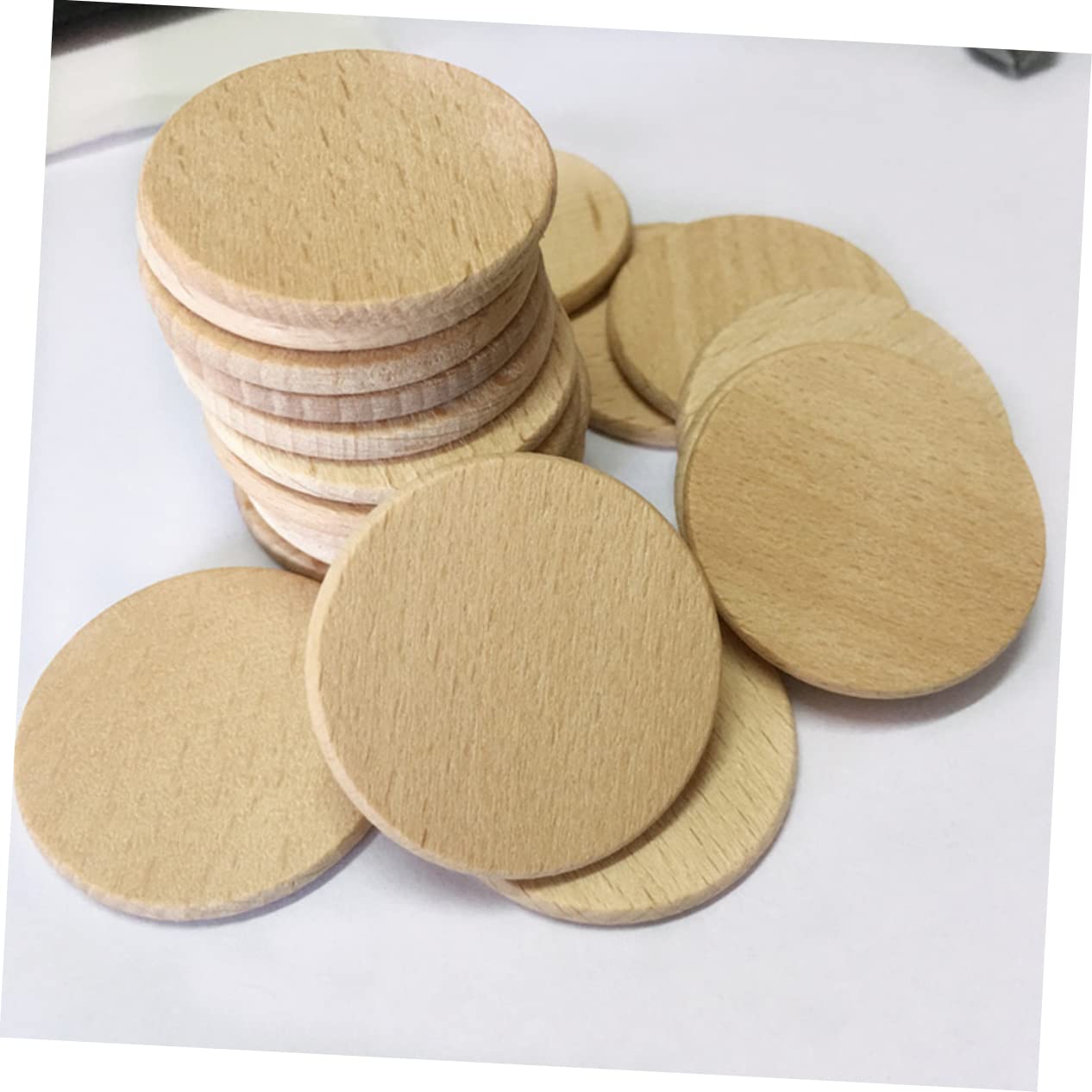 SHINEOFI 120 Stück 3,8cm Runde Holzscheiben ohne Loch zum Bemalen Basteln Gestalten