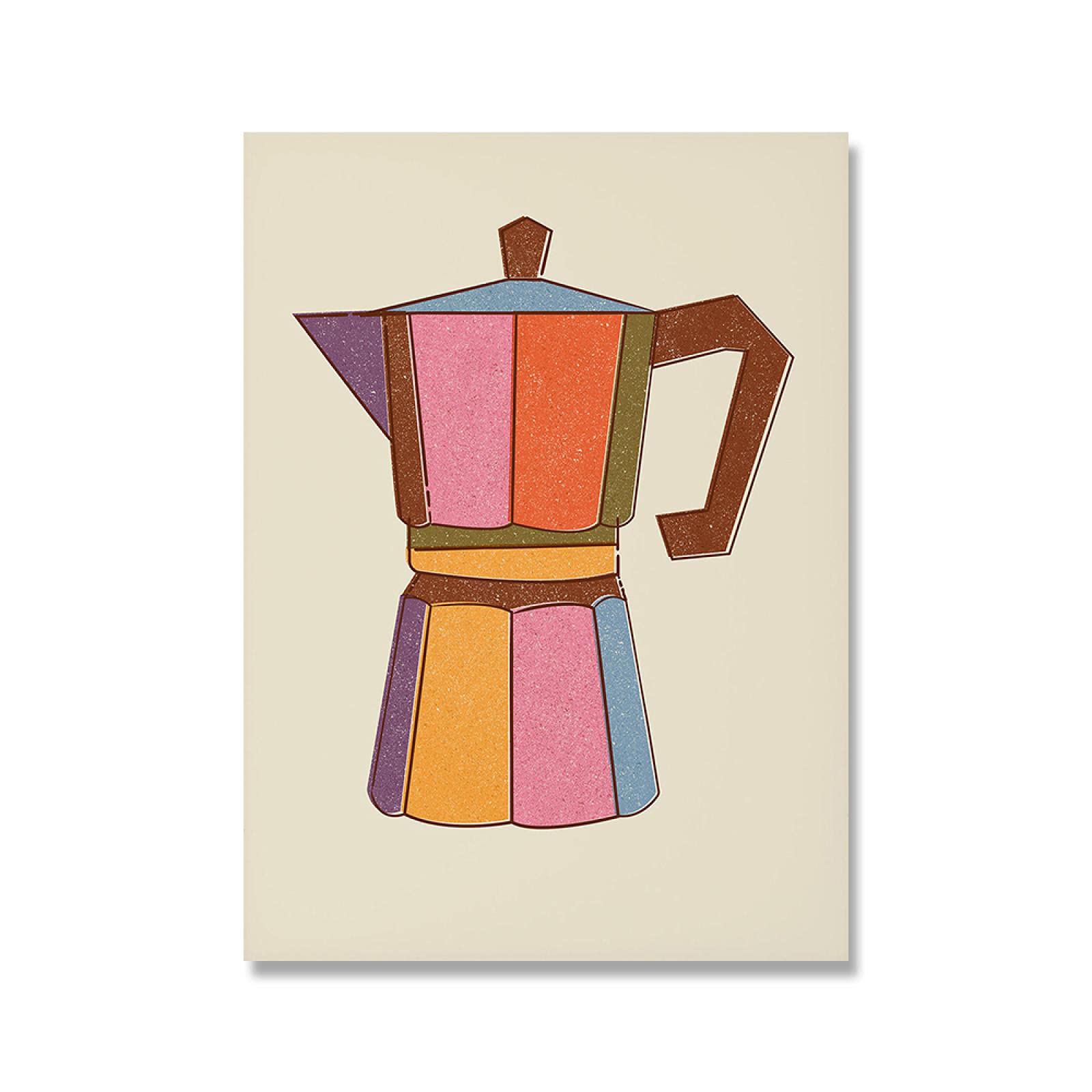 TSHAOSHUNHT Cartel retro medieval taza de té de café nórdico arte de la pared impresión en lienzo restaurante cocina decoración moderna del hogar 70x100cmx2 marco interior