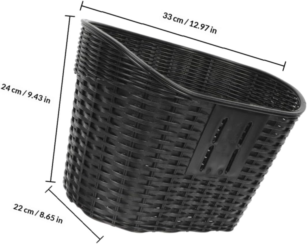 CHILDWEET Woven Front Bike Basket Small Vintage Rattan Bicycle Handlebar Basket for Cycling and Daily Riding Storage