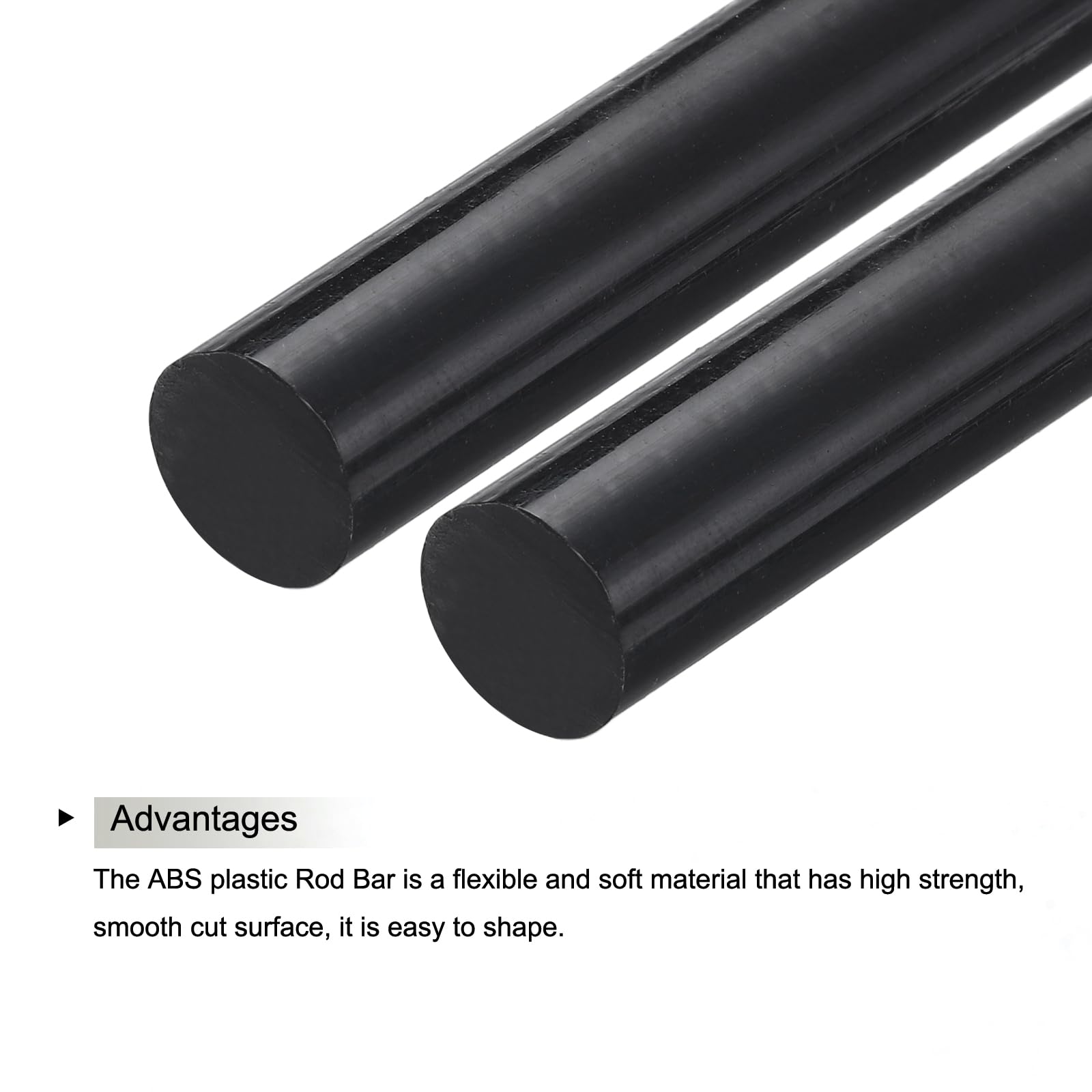 sourcing map 1 barre ronde solide en plastique ABS - 25 mm x 200 mm - Noir - Pour modélisme, modélisme architectural, bricolage - Table à sable