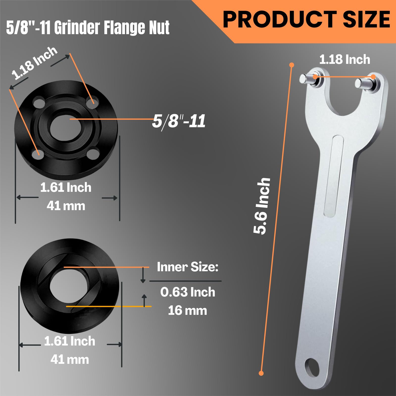 Amazon.com: HOBEREROK 7PCS Angle Grinder Nut & Wrench Kit – 5/8-11