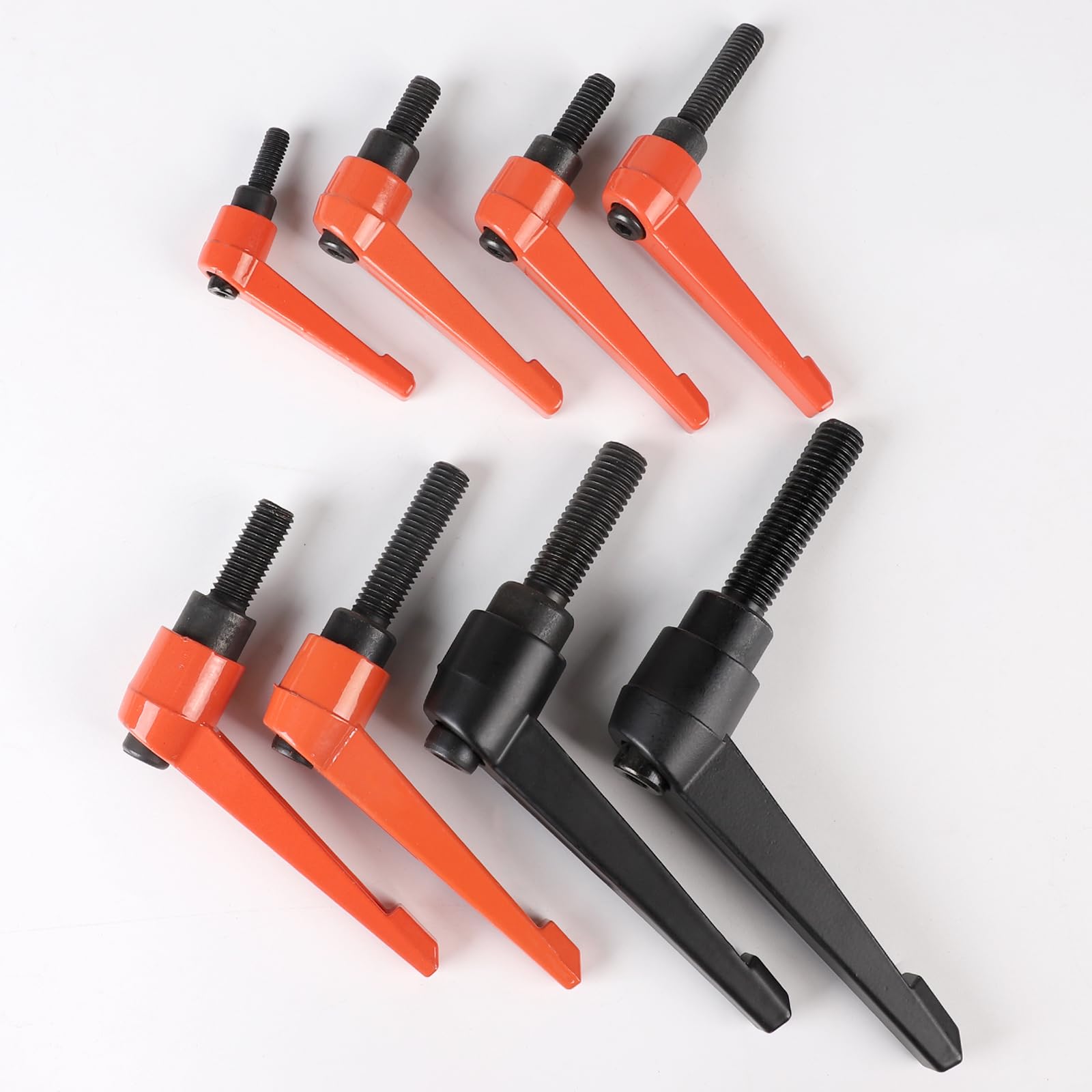 efuturetime 4 Pcs Maniglie a Leva di Serraggio M10-40mm Maniglia a Ripresa di Boccaggio Regolabile in Acciaio al Carbonio Arancione