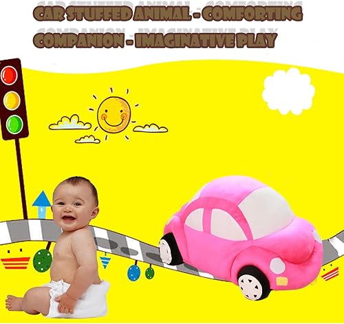 Miniatura 5 de CHELEI2019 Animal de peluche de coche de 12.6 pulgadas, lindo juguete de almohada de felpa en forma de auto, regalos para niñas, niños, rosa