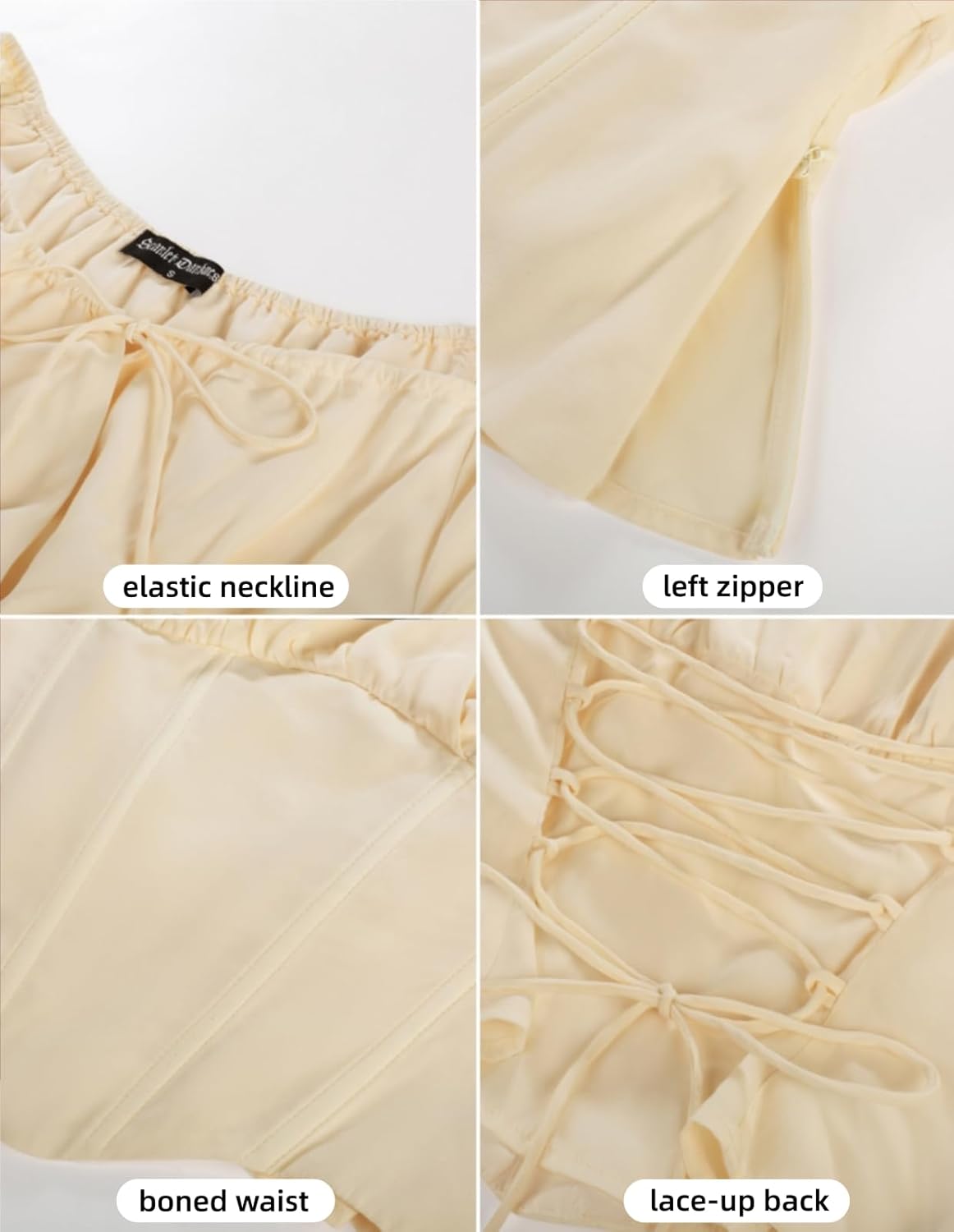 SCARLET DARKNESS Corset Tops for Women Elastic Neckline Renaissance Shirt Peasant Blouse - Image 5