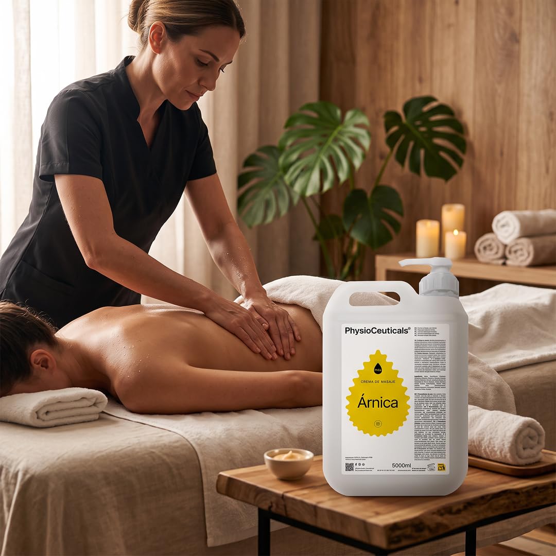 Crema de Masaje con Árnica 5000ml + Dosificador - Deslizamiento Profesional con Árnica Montana para Fisioterapia, Quiromasaje y Spa