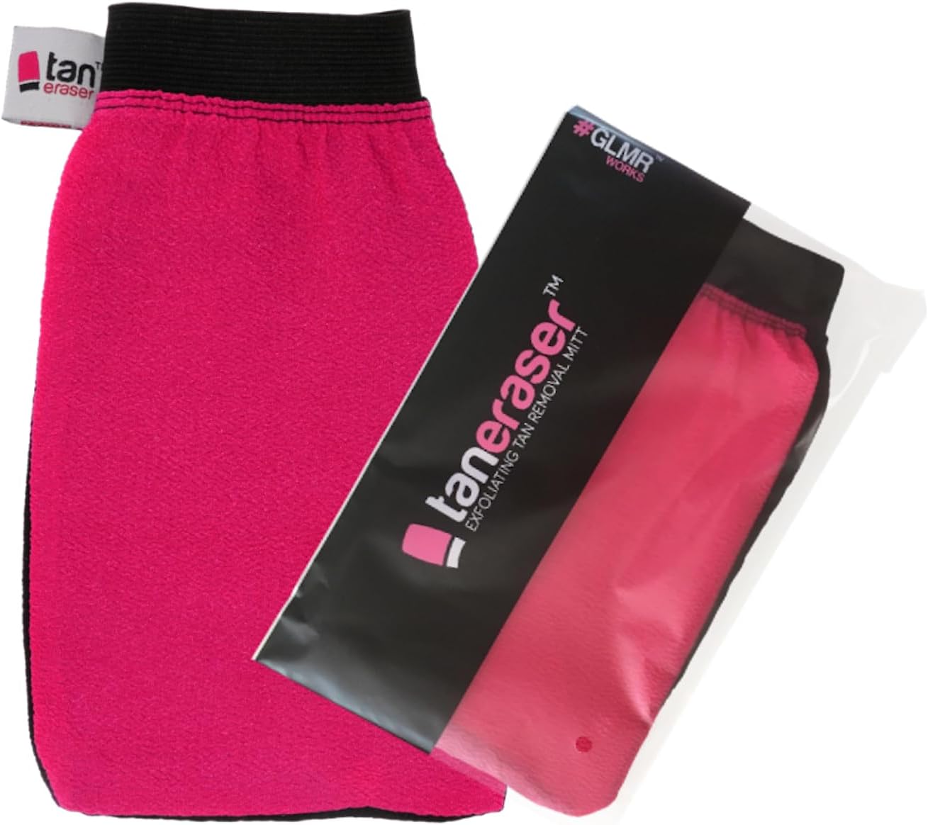Tan Eraser Spray and Self Tan Remover Exfoliating Mitt | Salon Recommended Exfoliator Glove Easily Removes Any Sunless Tanner (Pink/Black)