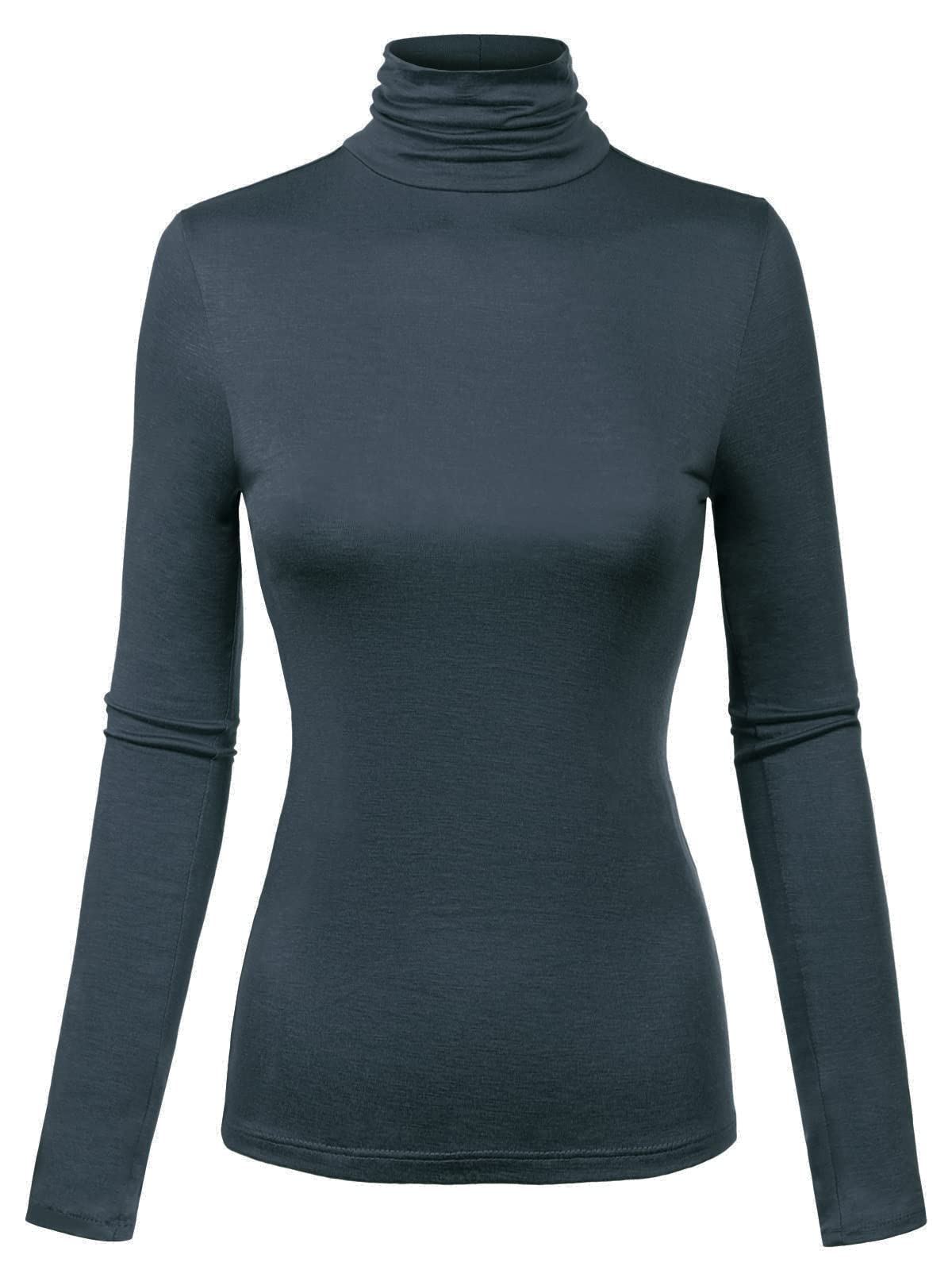 MixMatchy Women's Slim Lightweight Long Sleeve Pullover Turtleneck Mock Shirts Base Layer Undershirts Active Tops