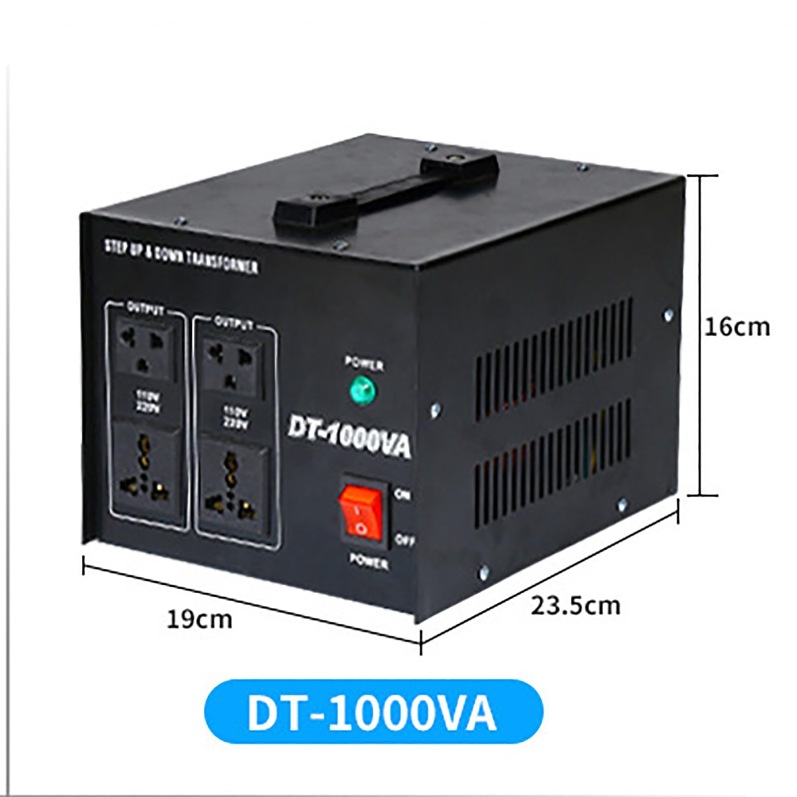 Transformador convertidor de Voltaje de 1000 W, convertidor de Potencia de 110 V/120 V/220 V/240 V, Elevador/Reductor, Enchufe Universal de 2 Pines, Compacto para Uso doméstico.